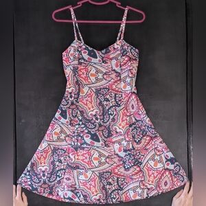 Chic Paisley Mini Dress in Pink and Blue